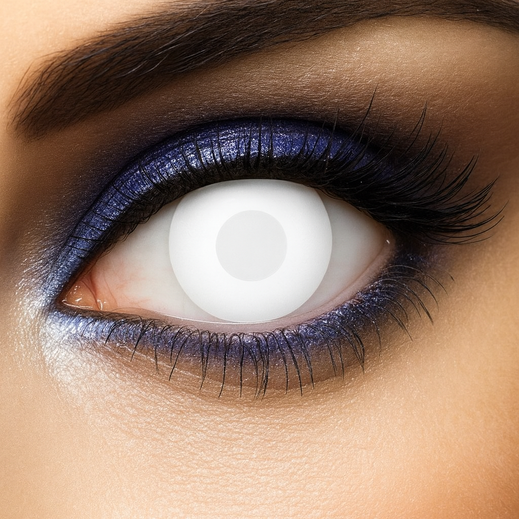 Lenti a Contatto White Effetto Cieco - Halloween
